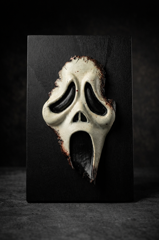 Ghostface mask wall plaque scorched horror display Scream inspired